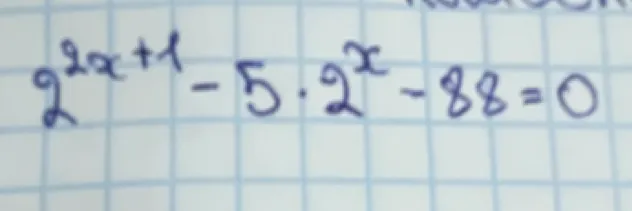 Решите показательное уравнение $2^{2x+1} - 5 \cdot 2^x - 88 = 0$