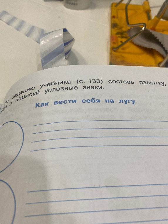 Составь памятку «Как вести себя на лугу» и нарисуй условные знаки.