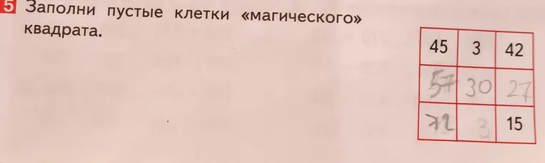 Заполните пустые клетки «магического» квадрата.