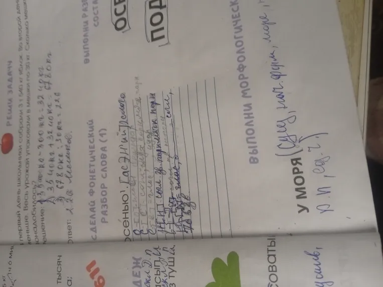Сделай фонетический разбор слова "Осенью!"