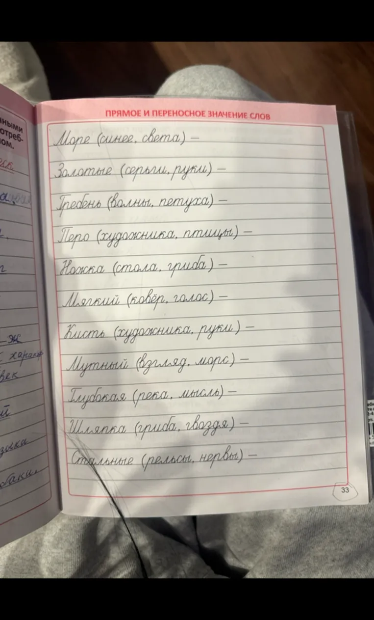 Напишите прямое и переносное значение слов