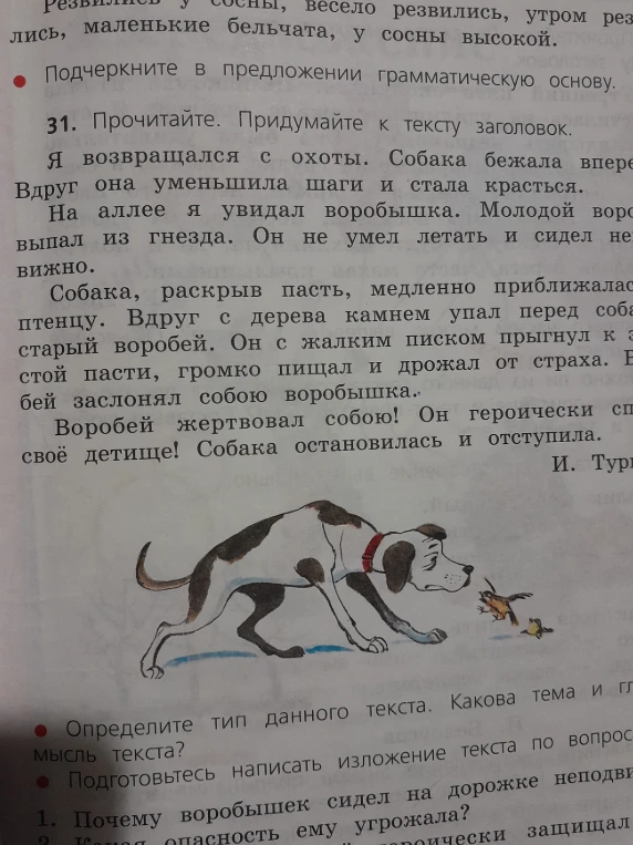 Прочитайте. Придумайте к тексту заголовок.