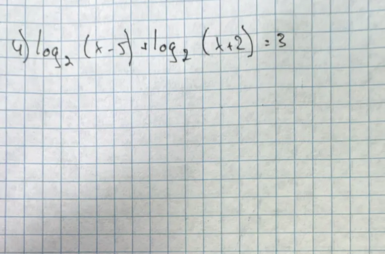 Решите уравнение log₂(x - 5) + log₂(x + 2) = 3