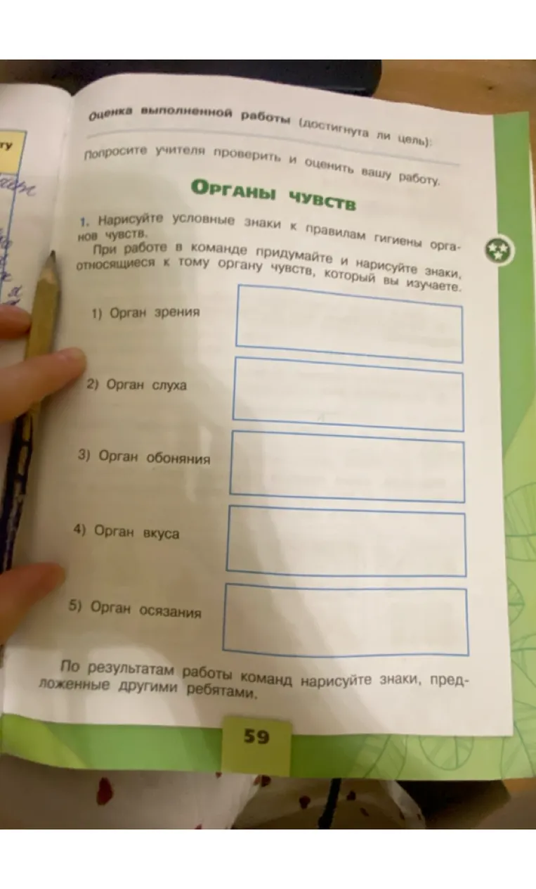 1. Нарисуйте условные знаки к правилам гигиены органов чувств.