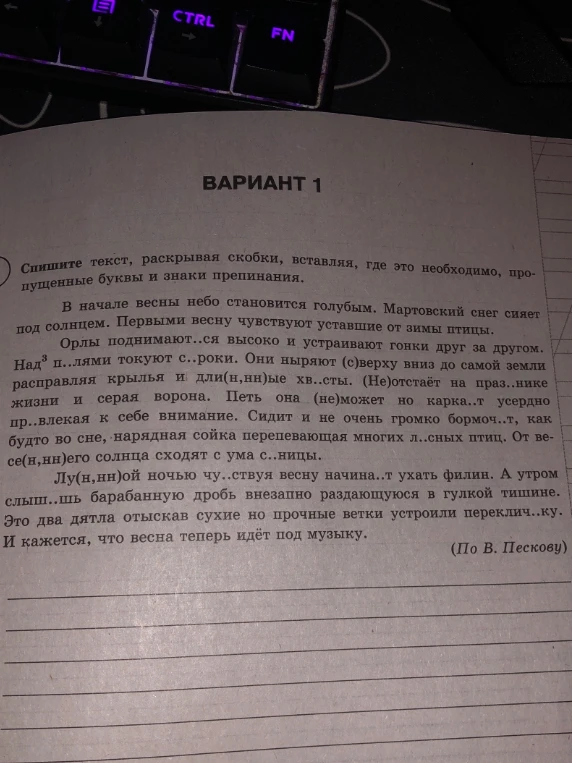 Спишите текст, раскрывая скобки, вставляя, где это необходимо, пропущенные буквы и знаки препинания.