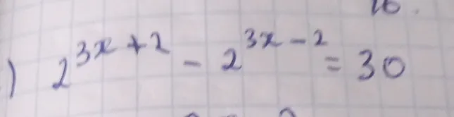 Решите уравнение 2^{3x+2} - 2^{3x-2} = 30