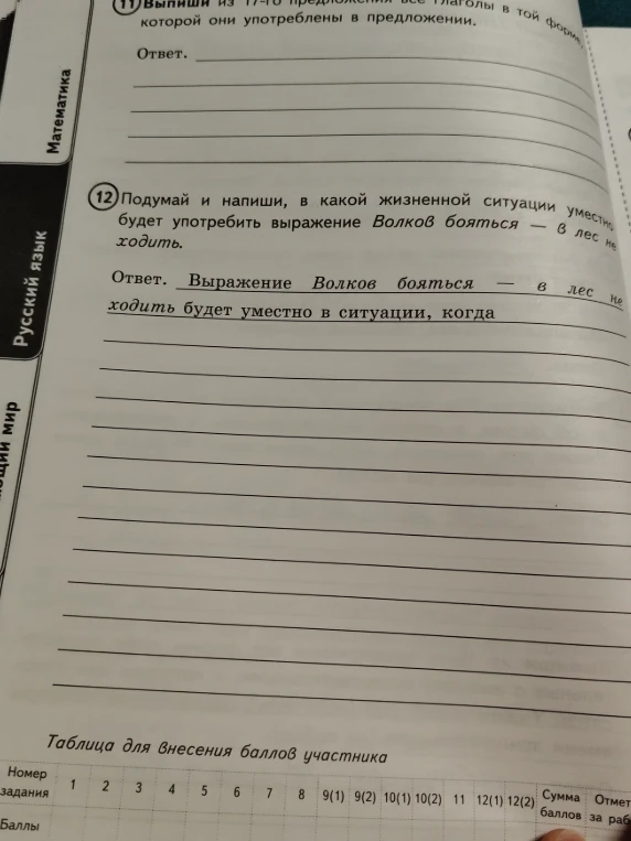 Подумай и напиши, в какой жизненной ситуации уместно будет употребить выражение Волков бояться — в лес не ходить.
