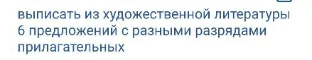 Выписать из художественной литературы 6 предложений с разными разрядами прилагательных