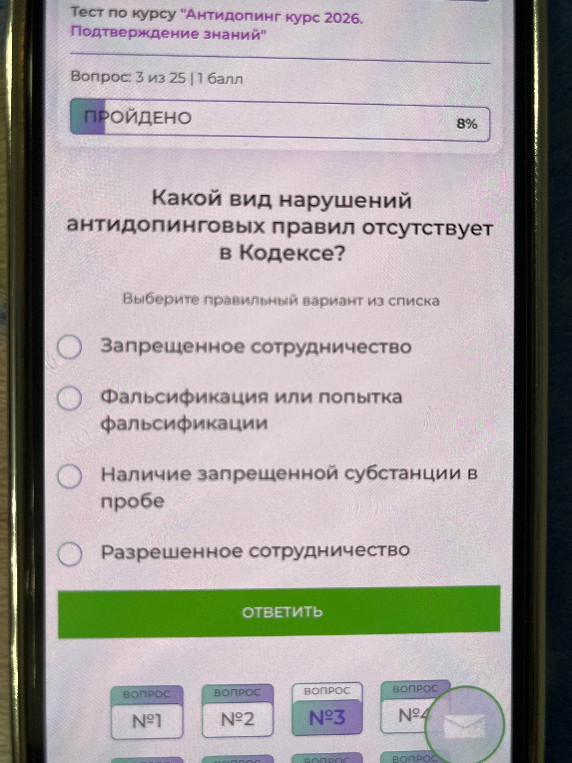 Какой вид нарушений антидопинговых правил отсутствует в Кодексе?