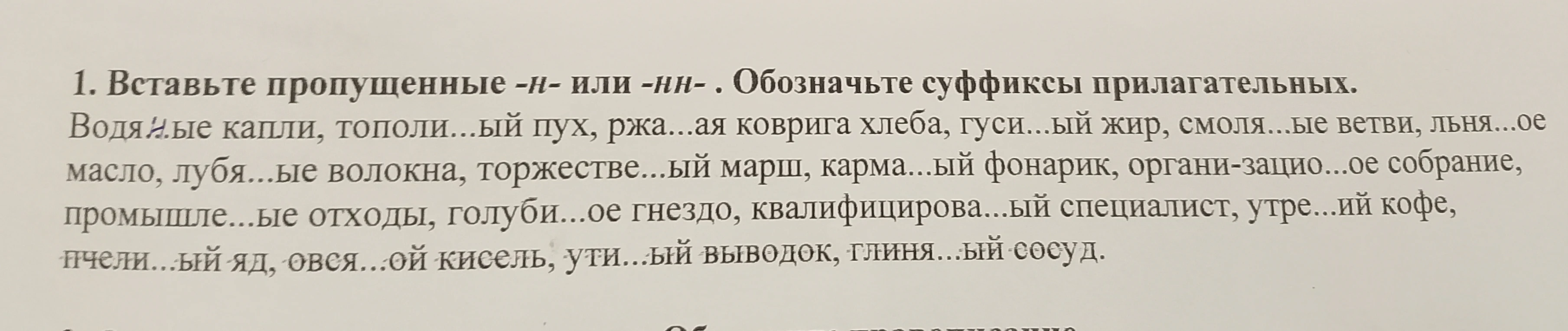 Вставьте пропущенные -н- или -нн- . Обозначьте суффиксы прилагательных.