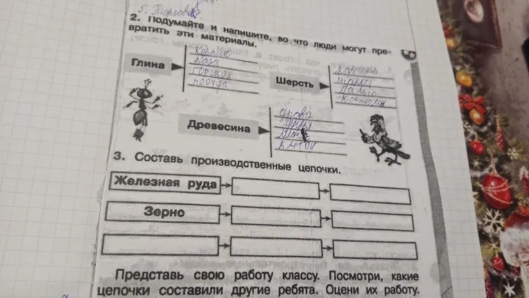 Составь производственные цепочки.