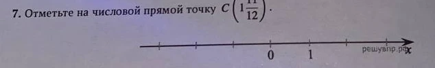 Отметьте на числовой прямой точку C(1 11/12)