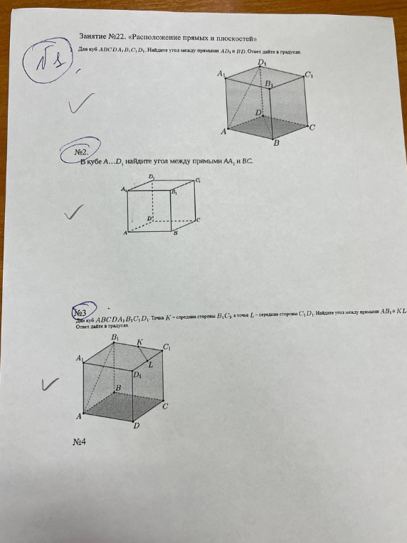 Для куба ABCDA1B1C1D1 найдите угол между прямыми AD1 и BD. Ответ дайте в градусах.