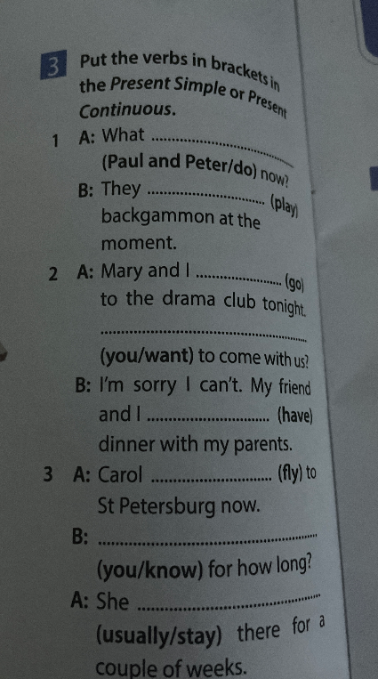 Put the verbs in brackets in the Present Simple or Present Continuous ...