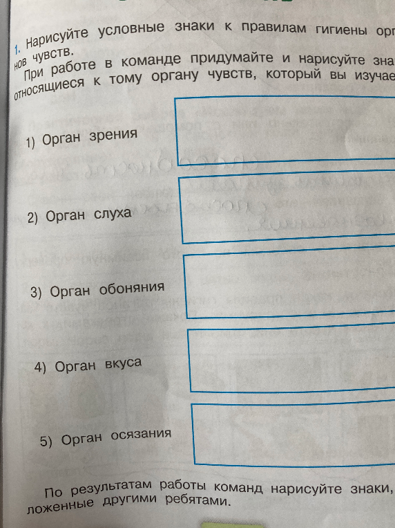 Нарисуйте условные знаки к правилам гигиены органов чувств.