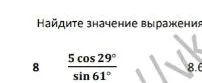 Найдите значение выражения 5 cos 29° / sin 61°