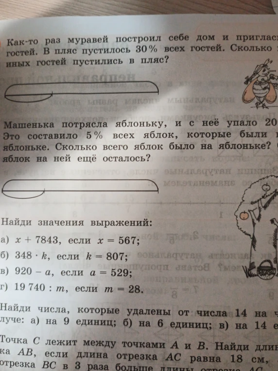 Машенька потрясла яблоньку, и с неё упало 20 яблок. Это составило 5% всех яблок. Сколько всего яблок было на яблоньке? Сколько яблок на ней ещё осталось?