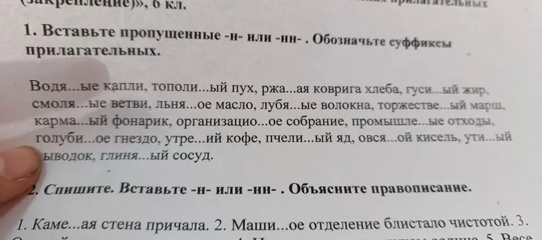 Вставьте пропущенные -н- или -нн-. Обозначьте суффиксы прилагательных.