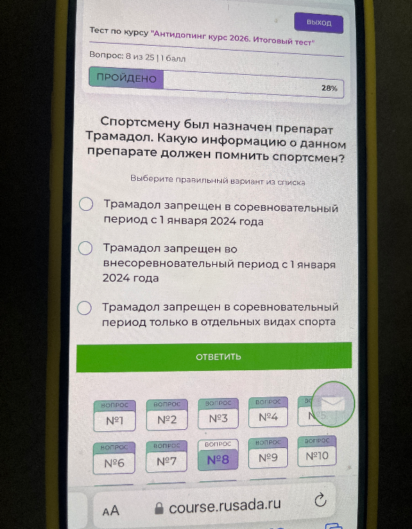 Спортсмену был назначен препарат Трамадол. Какую информацию о данном препарате должен помнить спортсмен?