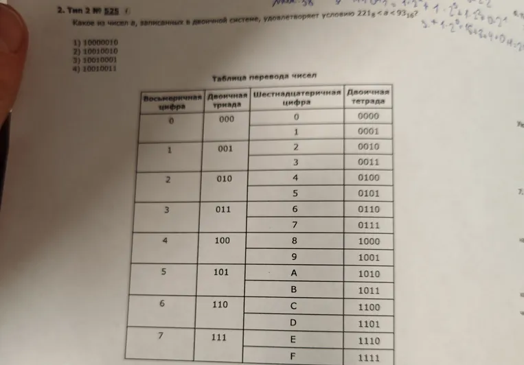 Какое из чисел a, записанных в двоичной системе, удовлетворяет условию 221₈ < a < 93₁₆?