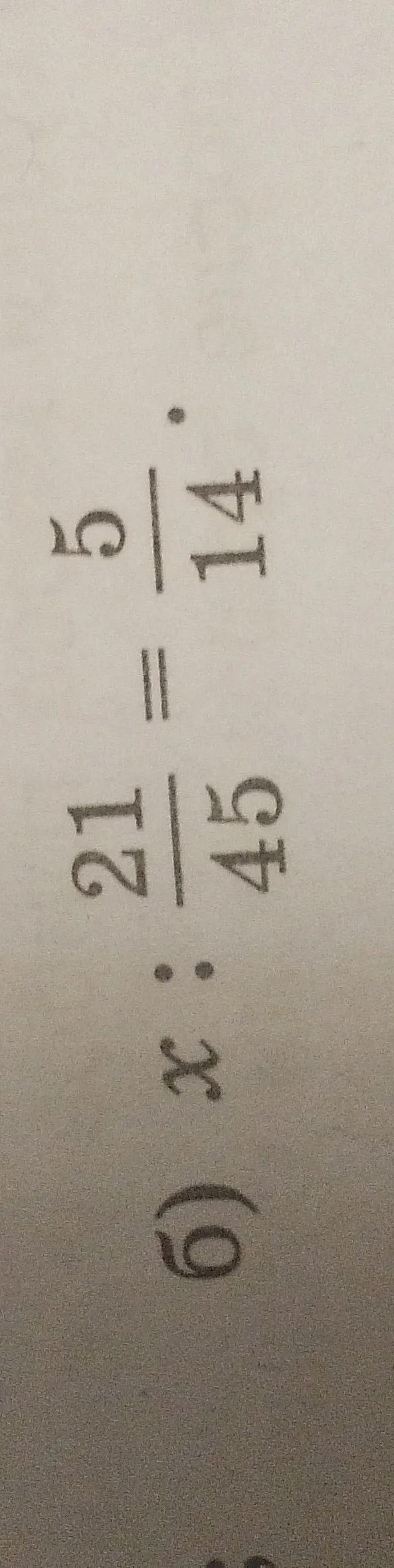 Решите уравнение 21/45 : x = 5/14