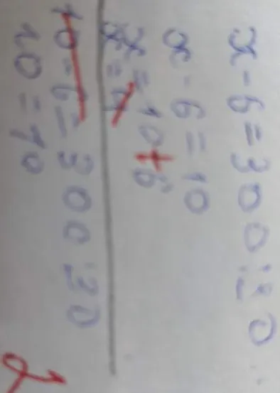 Решите уравнение x - 6 = 300 : 30