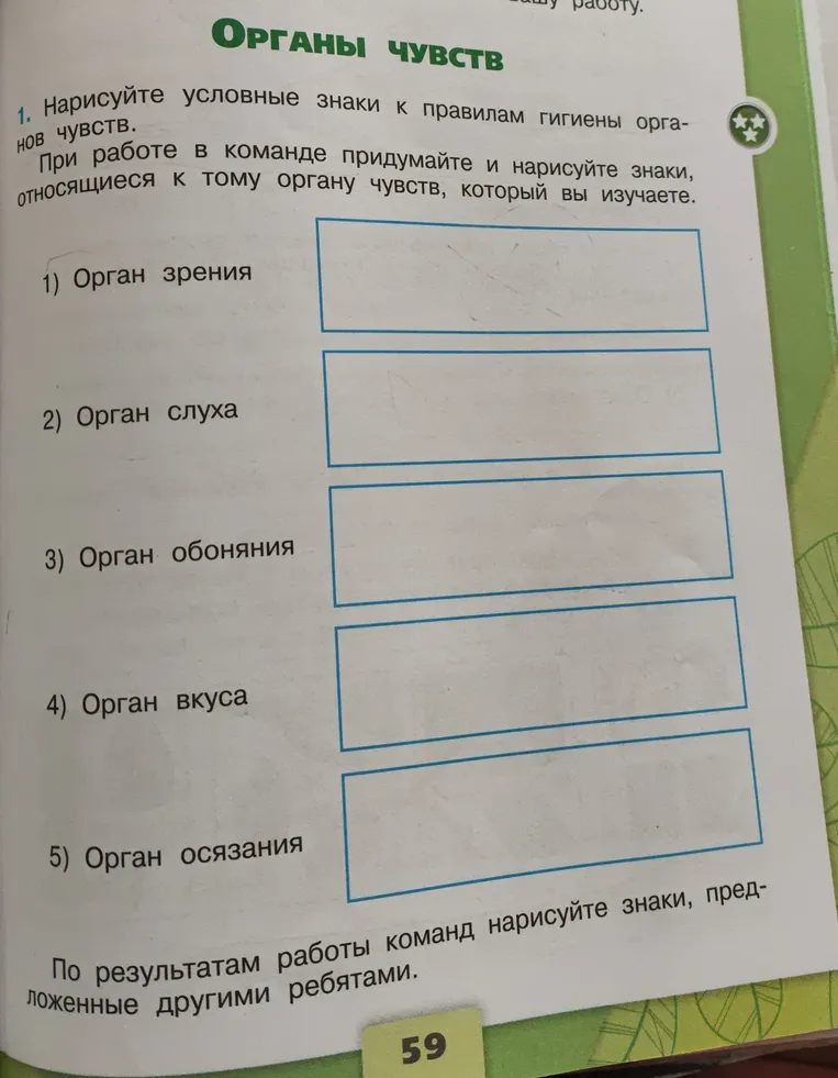 Нарисуйте условные знаки к правилам гигиены органов чувств.