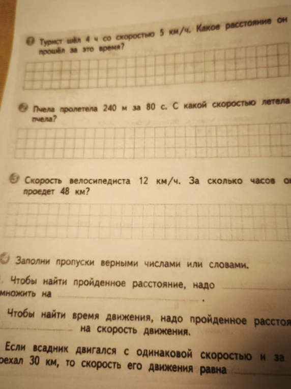 Турист шёл 4 ч со скоростью 5 км/ч. Какое расстояние он прошёл за это время?