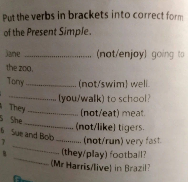 Put the verbs in brackets into correct form of the Present Simple ...