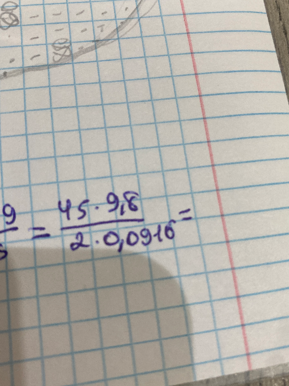 Вычислите значение выражения: (45 * 9,8) / (2 * 0,0910)