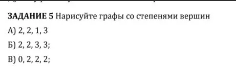 Нарисуйте графы со степенями вершин А) 2, 2, 1, 3 Б) 2, 2, 3, 3 В) 0, 2, 2, 2
