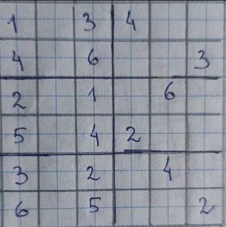 Решите судоку 6x6