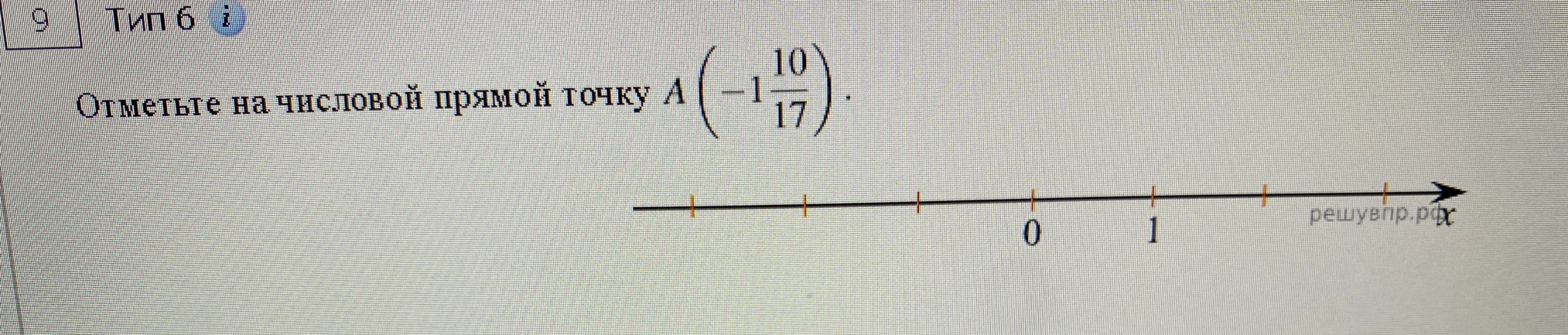 Отметьте на числовой прямой точку A(-1 10/17)