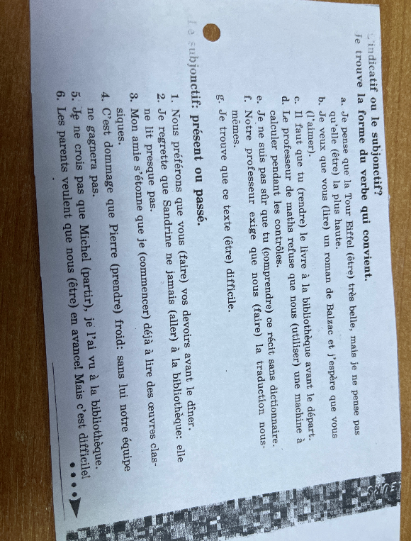 L'indicatif ou le subjonctif? Je trouve la forme du verbe qui convient.