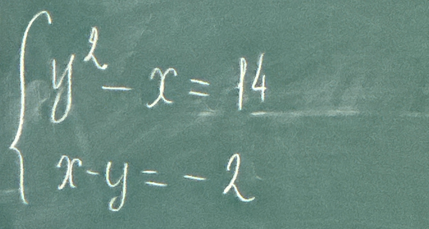 Решите систему уравнений: y^2 - x = 14; x - y = -2