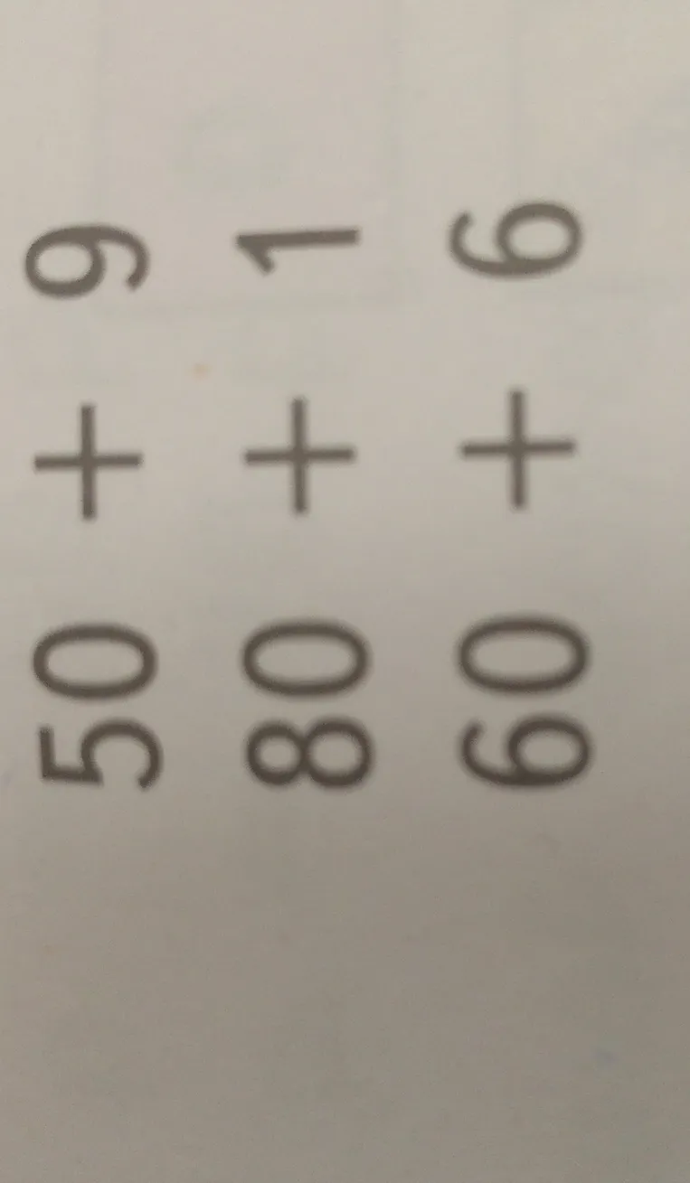 Вычислить: 50 + 9, 80 + 1, 60 + 6