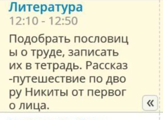 Подобрать пословицы о труде, записать их в тетрадь. Рассказ-путешествие по двору Никиты от первого лица.