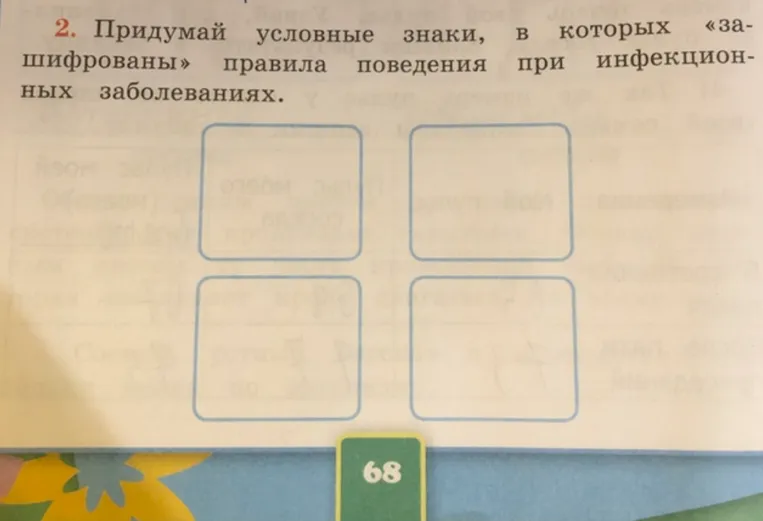 Придумай условные знаки, в которых «зашифрованы» правила поведения при инфекционных заболеваниях.