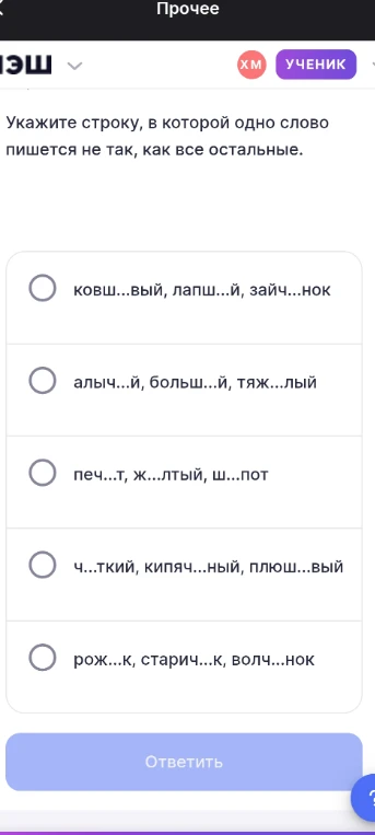 Укажите строку, в которой одно слово пишется не так, как все остальные.