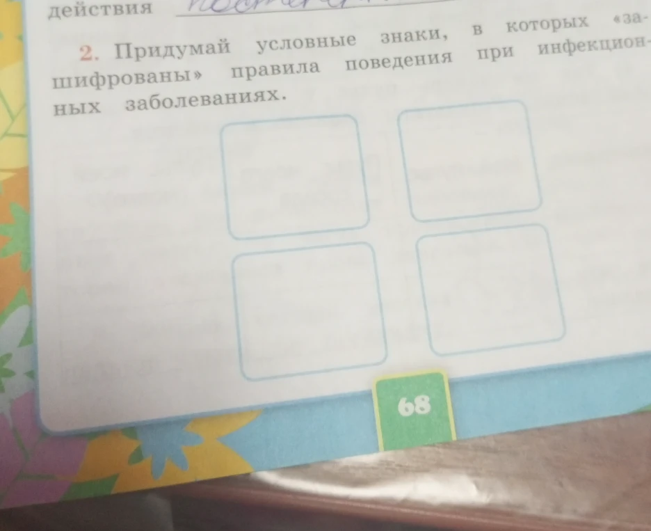 Придумай условные знаки, в которых «зашифрованы» правила поведения при инфекционных заболеваниях.