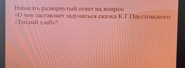 Написать развернутый ответ на вопрос «О чем заставляет задуматься сказка К.Г.Паустовского «Теплый хлеб»?