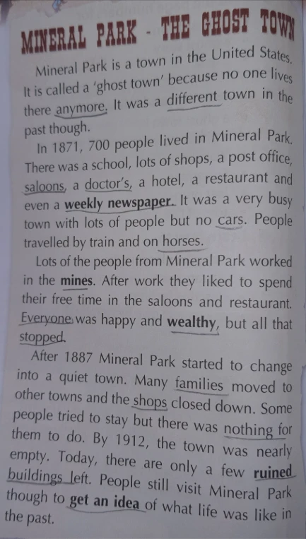 Пересказ текста MINERAL PARK - THE GHOST TOWN в шесть предложений