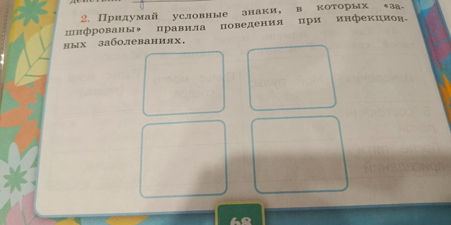 Придумай условные знаки, в которых «зашифрованы» правила поведения при инфекционных заболеваниях.