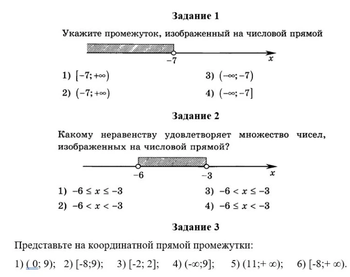 Укажите промежуток, изображенный на числовой прямой