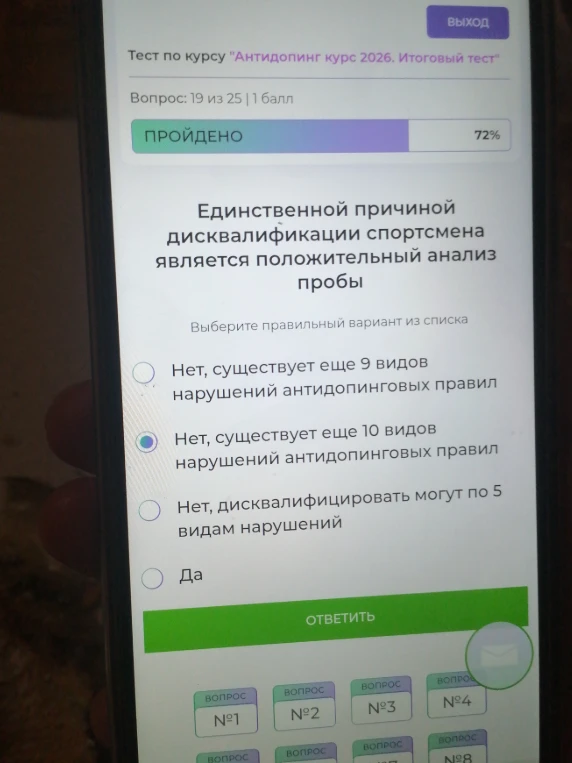 Единственной причиной дисквалификации спортсмена является положительный анализ пробы