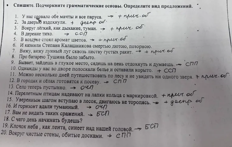Спишите. Подчеркните грамматические основы. Определите вид предложений.