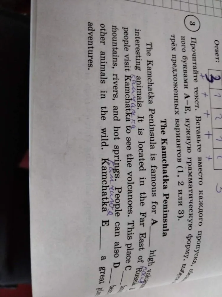 Прочитайте текст. Вставьте вместо каждого пропуска, обозначенного буквами A-E, нужную грамматическую форму, выбрав из трёх предложенных вариантов (1, 2 или 3).