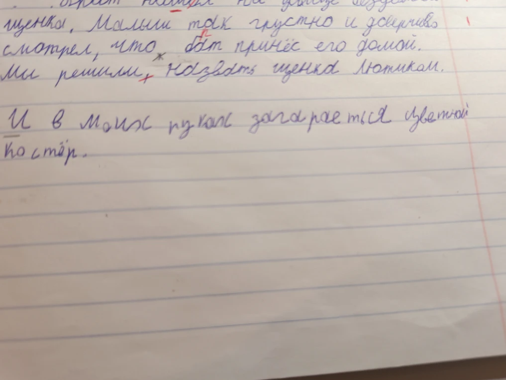 Синтаксический разбор предложения: И в моих руках загорается цветной костёр.