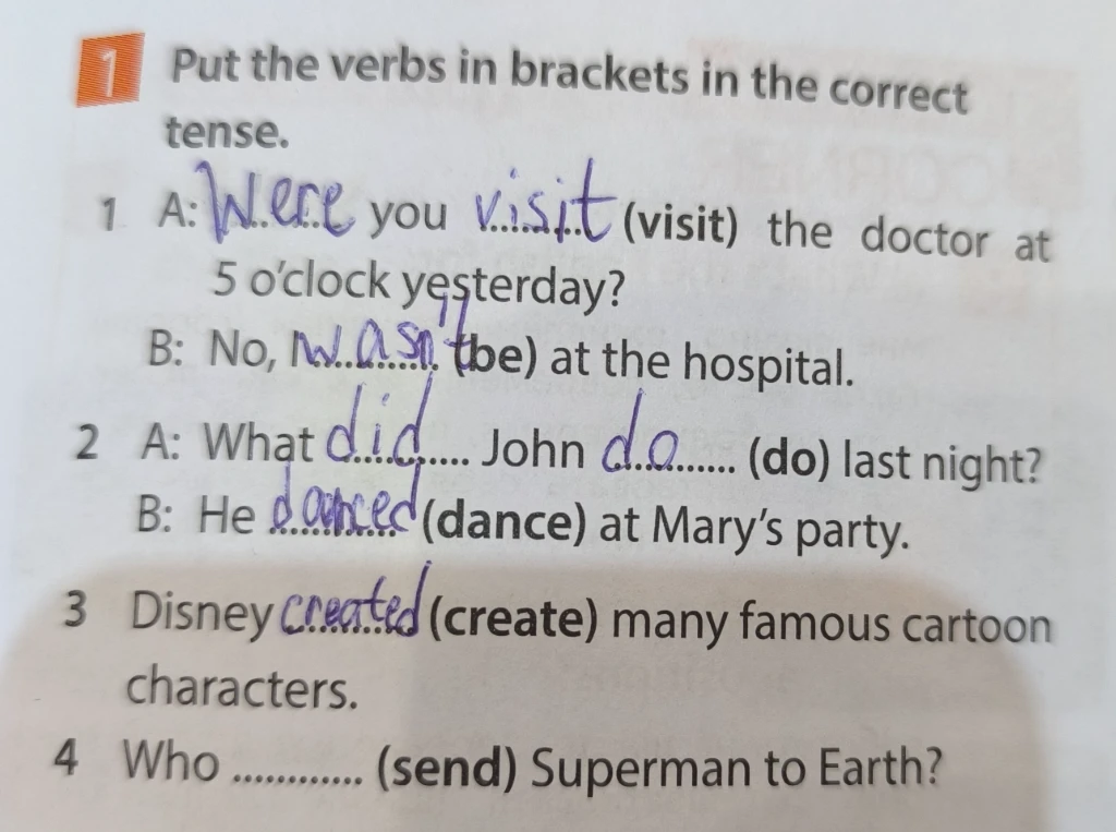Put the verbs in brackets in the correct tense.
