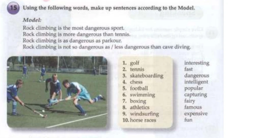 Using the following words, make up sentences according to the Model.